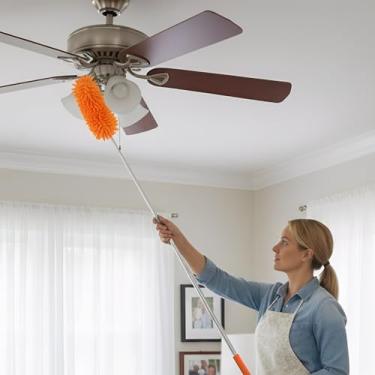 Imagem de Espanador para limpeza de mão espanador suprimentos de limpeza para teto de móveis de janela de carro de escritório (cor laranja, 300 cm)