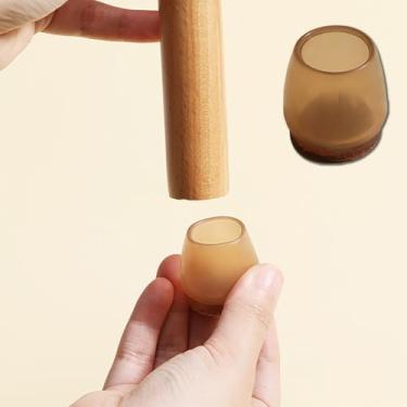 Imagem de Protetores de perna de cadeira de madeira de silicone silencioso, capas acolchoadas para pés de móveis para pernas de mesa e cadeira, almofadas de silicone de feltro duráveis espessas