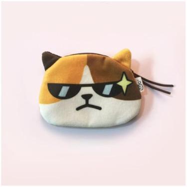 Imagem de Bolsa de moedas design de desenho animado criativo bonito bolsa de armazenamento bolsa de armazenamento gato expressão gato bolsa de fone de ouvido menino (G)