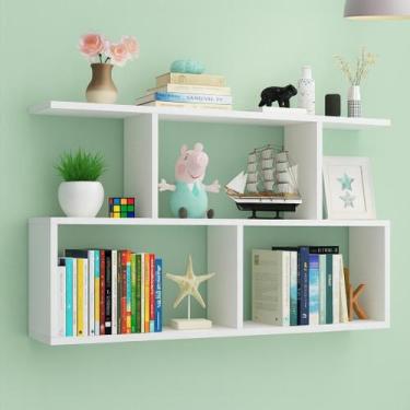 Imagem de Nicho prateleira decorativo mdf 65x90x20cm porta livros enfeites orgni