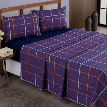 Imagem de Jogo De Lençol Casal Queen 400 Fios Com Elástico 4 Peças Cama Box Super Queen(Estampa 14)