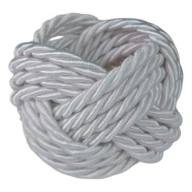 Imagem de Porta Guardanapo Náutico Decorativo, Kit 6 Peças, Cordão Trançado para Mesa Posta, Anel de Guardanapo em Tecido Linho, Laço Clássico, Vermelho (Branco)