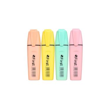 Imagem de Marca Texto em Tons Pastel, Kit com 4 Marcadores, Cores Suaves, Resina Plástica, Design Ergonômico, para Estudos e Organização