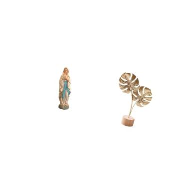 Imagem de Fenteer Ornamento Decorativo Nórdico Criativo de Resina com a Imagem de Nossa Senhora Da Folha Abençoada, Jesus Abstrato em Metal, Escultura em Forma de Figur