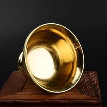 Imagem de Tigela de cobre puro latão pequeno auspicioso tibetano sagrado criativo copo de água chá presente dourado para casa budista decorativo (8 cm)