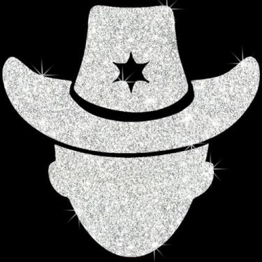 Imagem de Adesivo decalque de chapéu de cowboy brilhante vinil impermeável fácil de aplicar para carro, laptop, parede, janela, para-choque (branco)