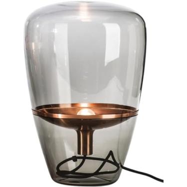 Imagem de Lâmpada De Mesa De Cabeceira - Lâmpada De Mesa Lateral Art Deco, Lâmpada De Mesa Moderna Para Leitura De Sala De Estar De Quarto, Lâmpada E27, Para Quarto, Sala De Estar, Smoke Grey