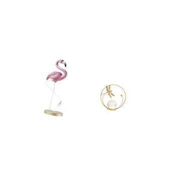 Imagem de Fenteer Escultura de Flamingo em Resina Cristal, Arte Moderna com Suporte de Metal, Ideal para Decoração de Casa, Jardim, Lareira, Mesa, Quarto, Sala de Estar