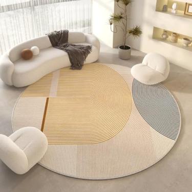 Imagem de Tapetes para quarto, tapetes grossos de cabeceira, redondos, para decoração de sala de estar, linha de carpete macio e fofo (200x200 cm/C)