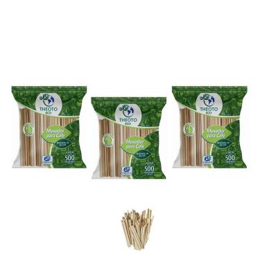 Imagem de Mexedor Theoto De Bambu Para Cafe Chá Suco Chimarrão Kit 3