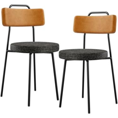 Imagem de Kit 02 Cadeiras Decorativa Estofada Sala Jantar Barcelona L02 Couríssimo Whisky Linho Chumbo