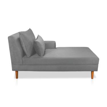 Imagem de Divã Chaise Jade 1,60 Cm Pés Chanfrado Linho Cinza