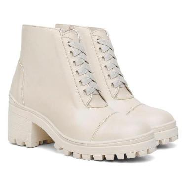 Imagem de Bota Feminina Coturno Cano Médio Cadarço Salto Tratorado - Valentina K