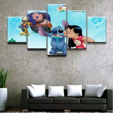 Imagem de Kit quadro decorativo 5 peças 95x60cm Infantil Lilo Stitch