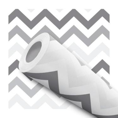 Imagem de Papel de Parede Adesivo Chevron Cores Suaves Branco Cinza Infantil Beb
