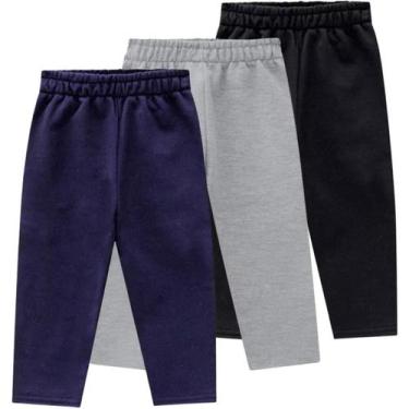Imagem de Kit 3 Calças Moletom Bebê Unissex Flanelada sem punho Kyly 1 ao 3, 3-B