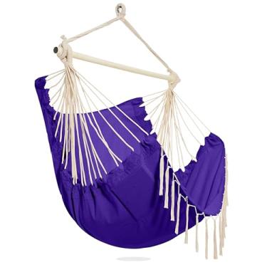 Imagem de PNAEUT Corda de pendurar para cadeira de rede para uso externo, para quarto, exterior, pátio (roxo com borlas)