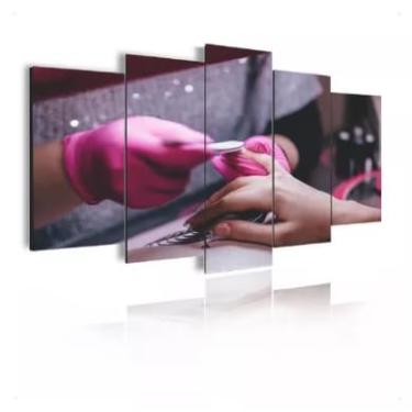 Imagem de Kit quadro decorativo 5 peças 95x60cm Manicure Salão Feminino