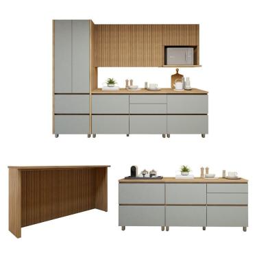 Imagem de Cozinha Completa Modulada 8 Peças 11 Portas 10 Gavetas Norten Nature-verde