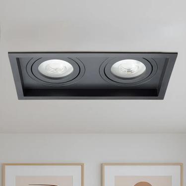 Imagem de Spot Duplo Embutir Recuado Par20 Com 2 Preto Branco Frio