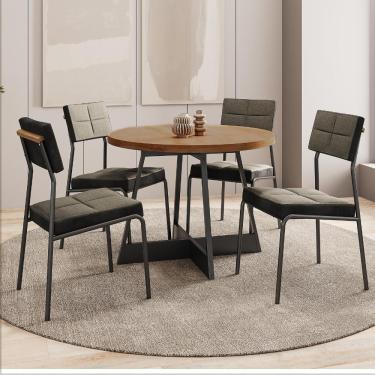 Imagem de Conjunto Sala De Jantar 4 Cadeiras Nairobi Carraro Nogal
