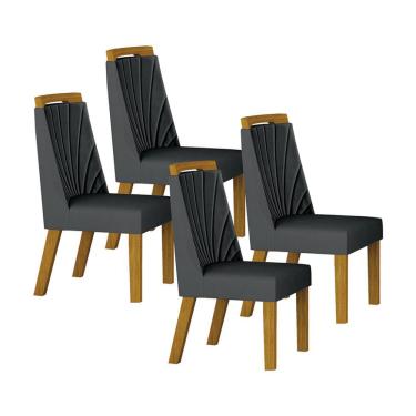 Imagem de Conjunto com 4 Cadeiras Liz Camurça Chumbo e Freijó