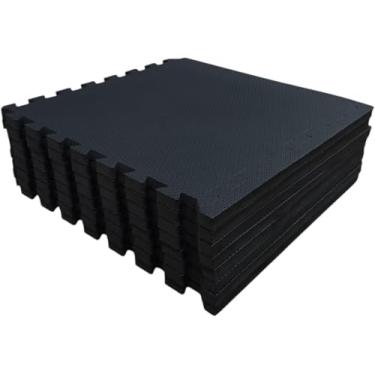 Imagem de Kit 6 Placas Tatame Tapete EVA 50x50x10mm Preto – Piso emborrachado antiderrapante para academia, crossfit, ginástica, artes marciais e áreas infantis