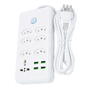 Imagem de Filtro De Linha Régua Extensão Com 4 Tomadas 4 Usb Com Controle De Ligar E Desligar 2m 110-220