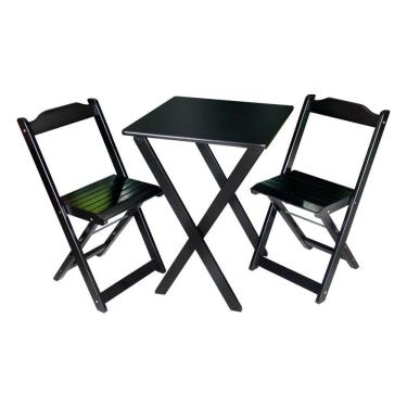 Imagem de Jogo De Mesa 60x60 Com 2 Cadeiras Decor Preto Cor: Preto