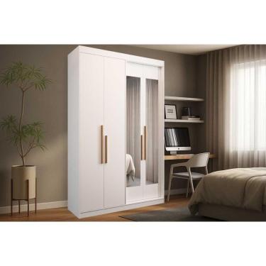 Imagem de Guarda Roupa Solteiro 4 Portas (2 C/ Espelho) E 2 Gavetas Ph 1805 Branco - Herval