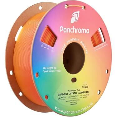 Imagem de Polymaker Panchroma Gradiente PLA Filamento de impressão 3D translúcido laranja e amarelo 1,75 mm, 1 kg, gradiente premium PLA, fácil de imprimir, compatível com AMS, perfeito para abajures, vasos