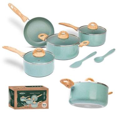 Imagem de Jogo De Panelas Brinox Indução Gás Antiaderente Cerâmico Botanika 6Pçs