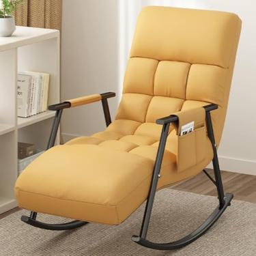 Imagem de FENOKD Cadeira de balanço para quarto com almofada acolchoada confortável para sala de estar cadeira de quarto moderna para relaxar (08)