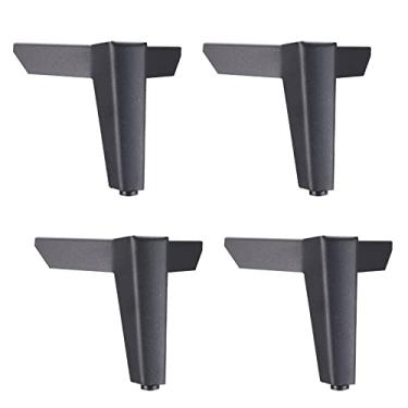 Imagem de 4 peças de pés de móveis de aço carbono, para sofá, suporte de TV, armário, etc. com dispositivo antiderrapante e parafusos, (4 cores). (12 cm/4,7 pol, preto)