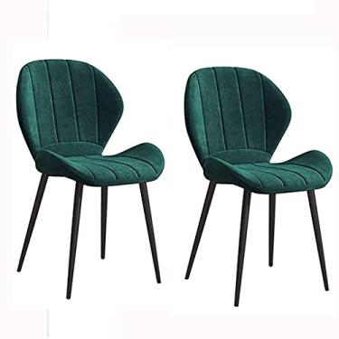 Imagem de Cadeira de jantar, cadeira de cozinha, assento e encosto de veludo, pernas de metal resistente para cozinha/sala de jantar/lounge (cor: F, tamanho: pés pretos)