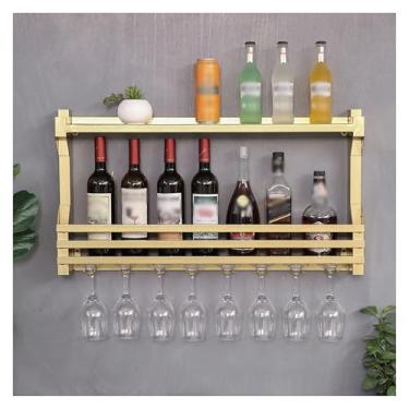 Imagem de Prateleiras de bar de vinho montadas na parede, prateleira de exibição de garrafa de bar flutuante, suporte de garrafa de vinho e vidro, armário de licores mini bar, para sala de jantar, bar, cozinha