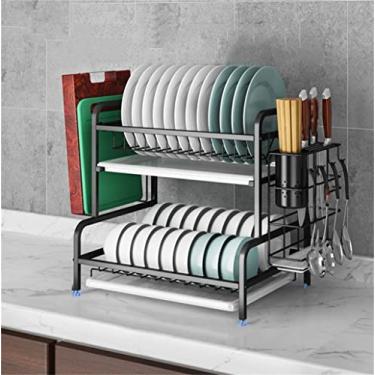 Imagem de BSNANCA Escorredor de louça, prateleira de cozinha, pendurar para utensílios de mesa, suporte de armazenamento, moderno, preto, talheres, ralo a (B) (B)