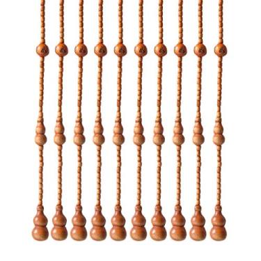 Imagem de Cortina de contas de madeira maciça antisséptica à prova de umidade decoração cortada doméstica, vários tamanhos personalizáveis (cor: bege, tamanho: 140x198cm-51 raízes)