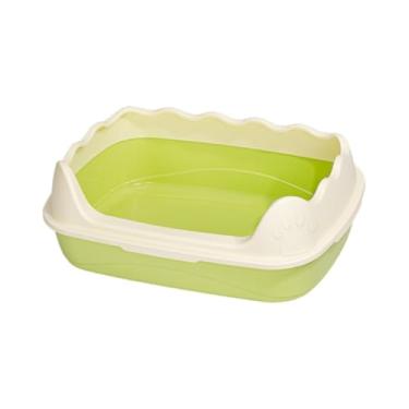 Imagem de Gralara Caixa de areia semi fechada suprimentos de animais de estimação fáceis limpos anti -splings kitten gatinhos gatinhos panela de areia para interno, Verde