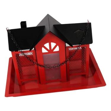 Imagem de predolo Alimentador de pássaros de metal, decoração de jardim, casinha de pássaros suspensa para jardim, alimentadores de, Vermelho