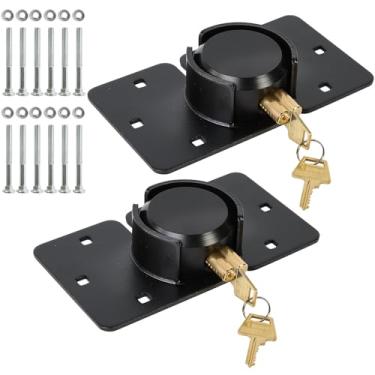 Imagem de Pomunty Pacote com 2 fechaduras de porta de van com chave semelhante à trava de disco resistente com ferrolho cadeados ocultos de alta segurança fechadura de aço sólido fechadura de garagem galpão de