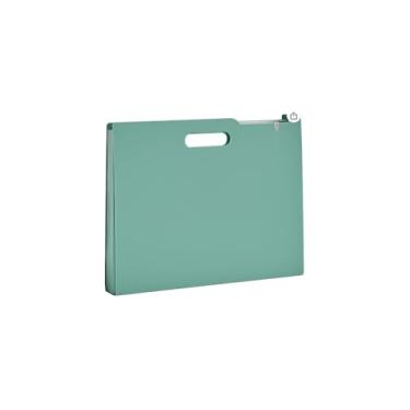 Imagem de Pasta Sanfonada Organizadora com Alça, Plástico, 13 Divisões, 23,5x33x2cm, Azul Verde Cinza Sortida, com Etiquetas