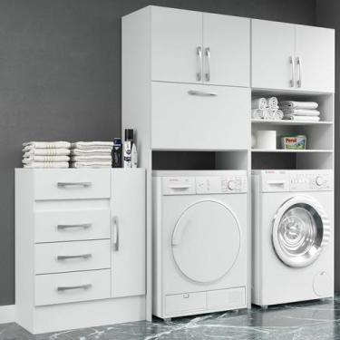Imagem de Armário Multiuso Lavanderia 6 Portas 4 Gavetas 7 Nichos - Direto Sim, 