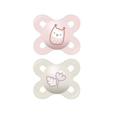Imagem de Kit 2 Chupetas Original Start Bico de Silicone 0m+ Rosa MAM