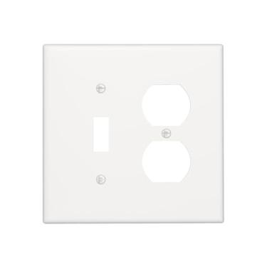 Imagem de WUYOCHA Capas decorativas Cholk White 2 Gang Light Switch Cover Plate Single Toggle Duplex Placas de parede para tomadas elétricas, capas de placa de interruptor para quarto, cozinha, decoração de