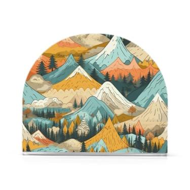 Imagem de Wassud Porta-guardanapos de acrílico colorido Mountains, dispensador de guardanapos de papel moderno em forma de U para mesa, cozinha, sala de jantar, bancada 1 peça (comporta 50-60 guardanapos)