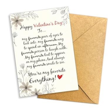 Imagem de Happy Valentine's Day My Favorite Everything Card Romantic Handwritten Love Message Sweet Heartfelt Greeting for Boyfriend Girlfriend Husband Wife Valentine Anniversary Card Single 5.3''x20'' Dobrado