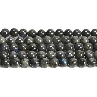 Imagem de Land Long 75 peças (2 fios/conjunto) contas de pedra labradorita azul cinza natural de 10 mm com energia energética, contas de pedra redondas lisas para joias, pulseiras, brincos para fazer bricolage