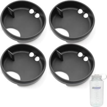 Imagem de LUTQ Pacote com 4 protetores de respingos de silicone para Nalgene, tampa Splashguard, boca larga para Nalgene Splash Guard acessórios de garrafa de água de 947 ml - preto obsidiana