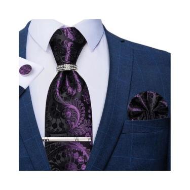 Imagem de Conjunto De Gravata Masculina Azul Royal Com Estampa Xadrez, Clipe Pra